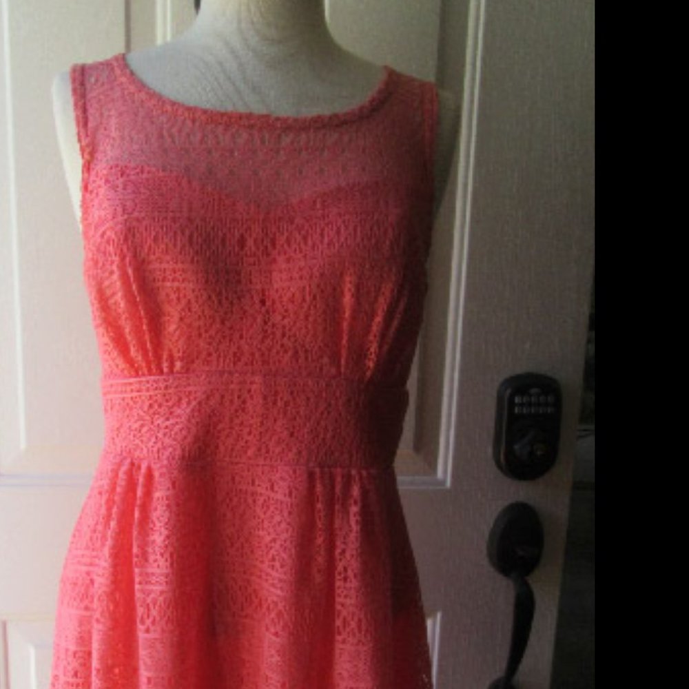 Y2K Coral lace db established 1962 formal dress sz 12